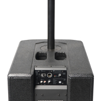 BI-AMPLIFIED 1800W MONO SOUND SYSTEM. 1X TOPS WITH 8X 4” FULL-RANGE SPEAKER. 2X 12” ACTIVE SUBWOOFER